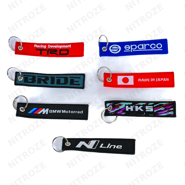 Motorsport-Style Embroidered Jet Tag Keychain | Universal