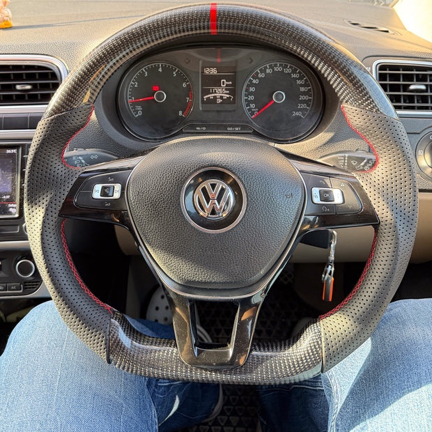 Volkswagen Polo Carbon Fibre Steering Wheel | Perforated Leather